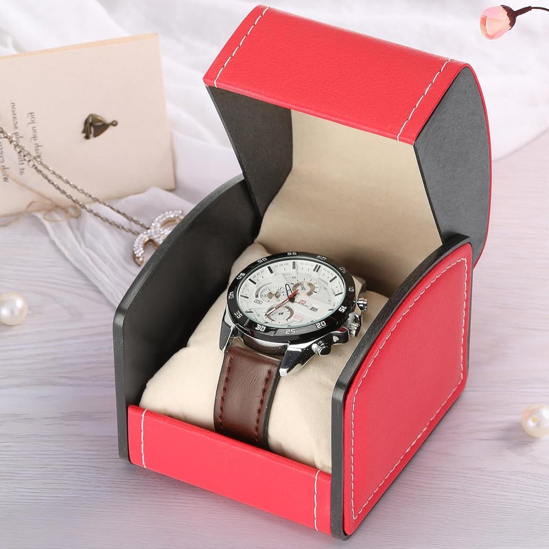 BAOPEND Luxury Single Watch Gift Box with Removable Pillow, PU Leather Single Watch Case Wristwatch Jewelry Storage Display Holder Cases for Men and Women (Red) - Image 5